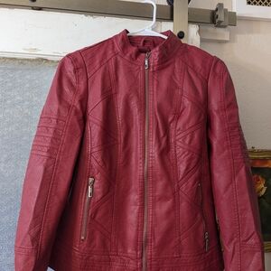 Elegant Burgundy Leather Jacket for Women